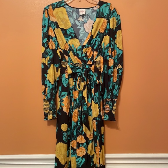 Anthropologie Plenty by Tracy Reese Black motif Floral Midi Dress - Picture 5 of 8